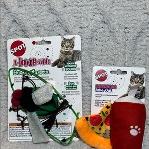 SPOT Cat Toy Set with Pizza and Soda & Buzzing Insect.